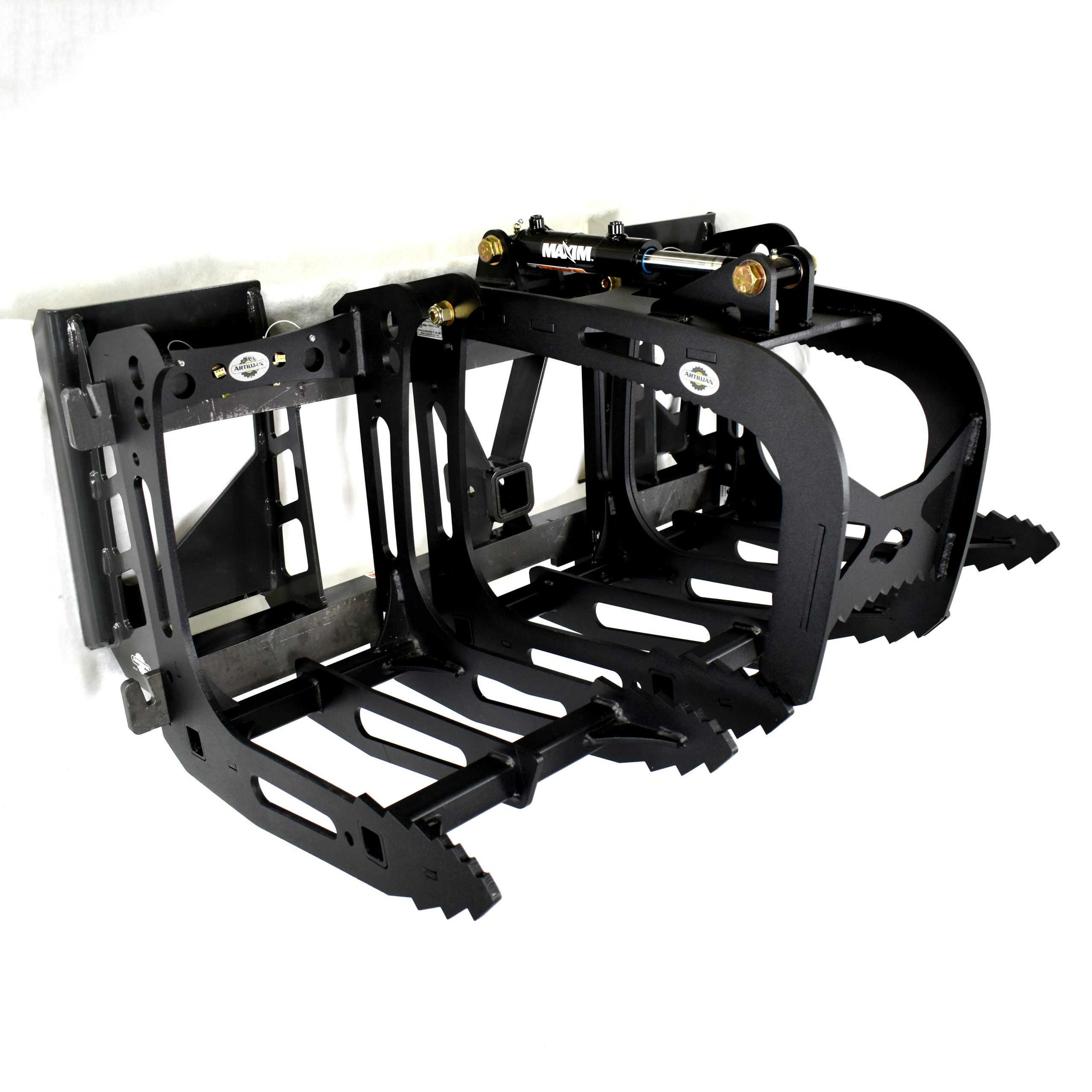 3000 Lb. Skid Steer Quick Attach Frame with 1 Original Sectional Grapple and 2 Rakes