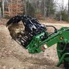 3000 Lb. John Deere Quick Attach Frame with 2 Iron Fist Sectional Grapples and 1 Rake