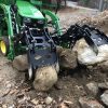 3000 Lb. John Deere Quick Attach Frame with 2 Iron Fist Sectional Grapples and 1 Rake