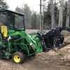 3000 Lb. John Deere Quick Attach Frame with 2 Iron Fist Sectional Grapples and 1 Rake