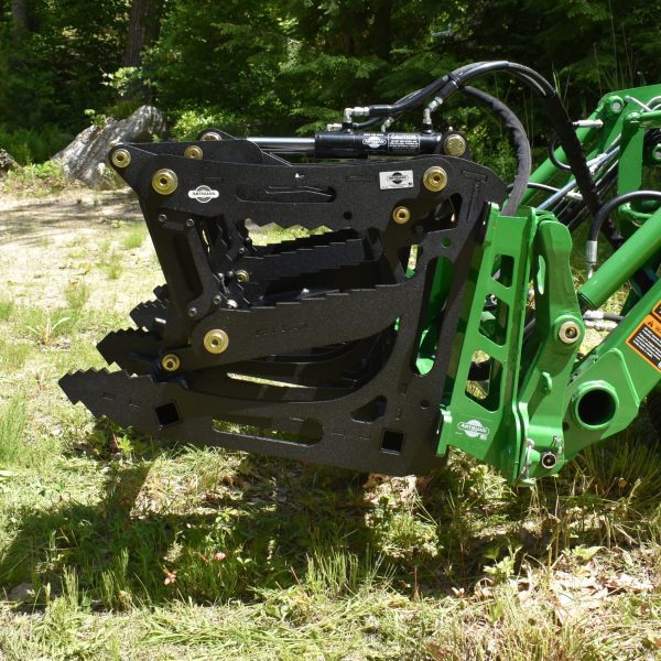 3000 Lb. John Deere Quick Attach Frame with 2 Iron Fist Sectional Grapples and 1 Rake