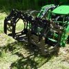 3000 Lb. John Deere Quick Attach Frame with 2 Iron Fist Sectional Grapples and 1 Rake