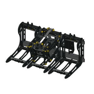 3000 Lb. Mini Skid Steer Quick Attach Frame with 1 Iron Fist Sectional Grapple and 2 Rakes