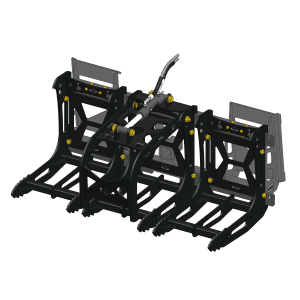 3000 Lb. Skid Steer Quick Attach Frame with 1 Original Sectional Grapple and 2 Rakes
