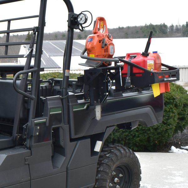 Kubota | Kawasaki UTV Bed-Mount Tool Rack System with Chainsaw and Fuel Can Holders