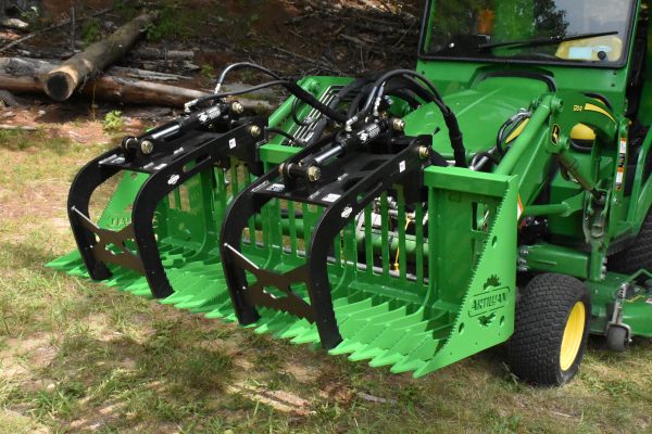 54” John Deere Quick Attach Rock Bucket with 2 Rock Bucket Grapples