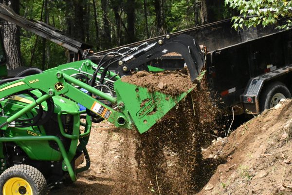 54” John Deere Quick Attach Rock Bucket with 2 Rock Bucket Grapples