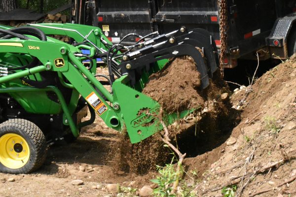 54” John Deere Quick Attach Rock Bucket with 2 Rock Bucket Grapples