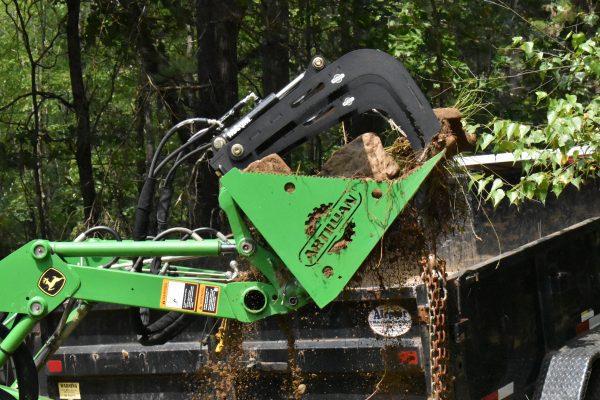 54” John Deere Quick Attach Rock Bucket with 2 Rock Bucket Grapples