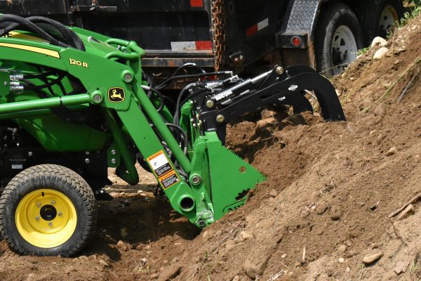 54” John Deere Quick Attach Rock Bucket with 2 Rock Bucket Grapples