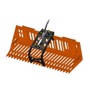 54” Skid Steer Quick Attach Rock Bucket with 1 Rock Bucket Grapple